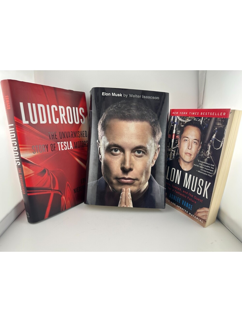 Elon Musk Tesla Biography Book Lot Isaacson Vance Ludicrous 3 Books